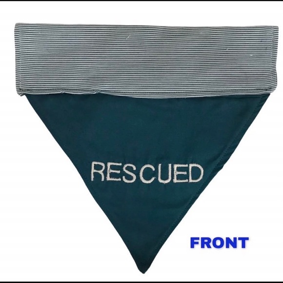 HANDMADE DOG BANDANA EMBROIDERED RESCUED PERSONALIZED AVAILABLE SLIP ON NO TIES - Picture 2 of 7